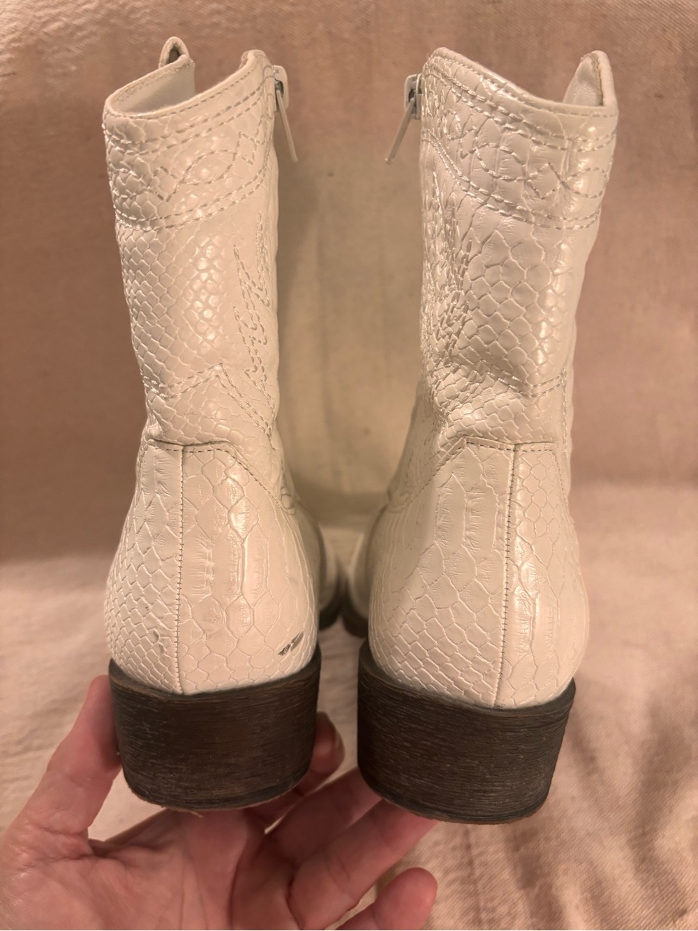 Coconuts by Matisse Pistol white faux snakeskin-embossed ankle cowboy boots - Picture 10 of 13